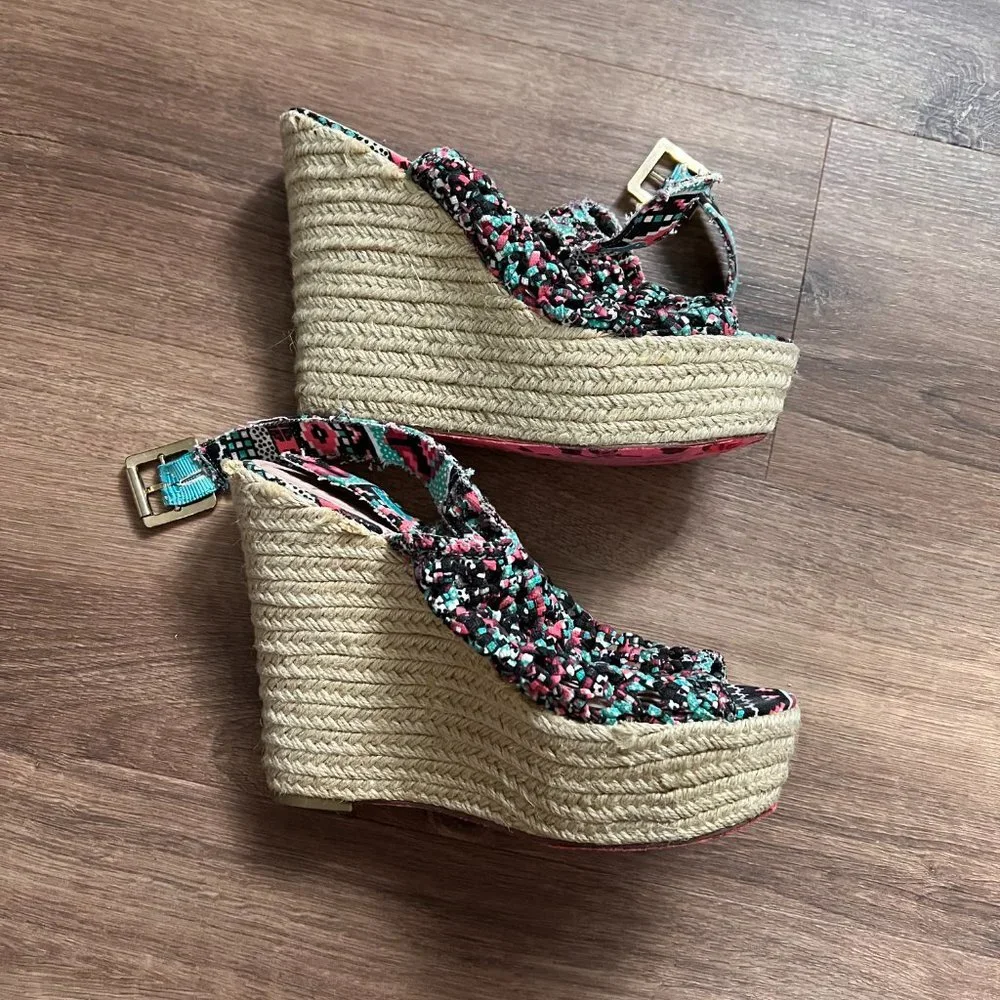 Betsey Johnson Beckeyy Braided Platform Jute Sandals Sz 8.5